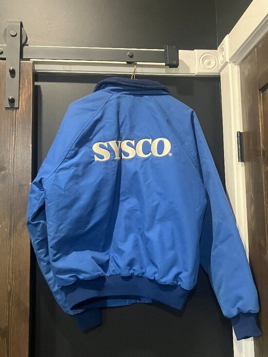 Vintage Sysco Supreme Fry-on Sportsmaster Blue Polar Fleece Windbreaker Jacket
